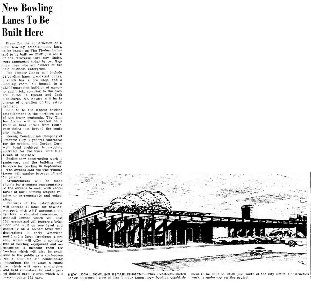 Timber Lanes - May 1961 Article On New Alley